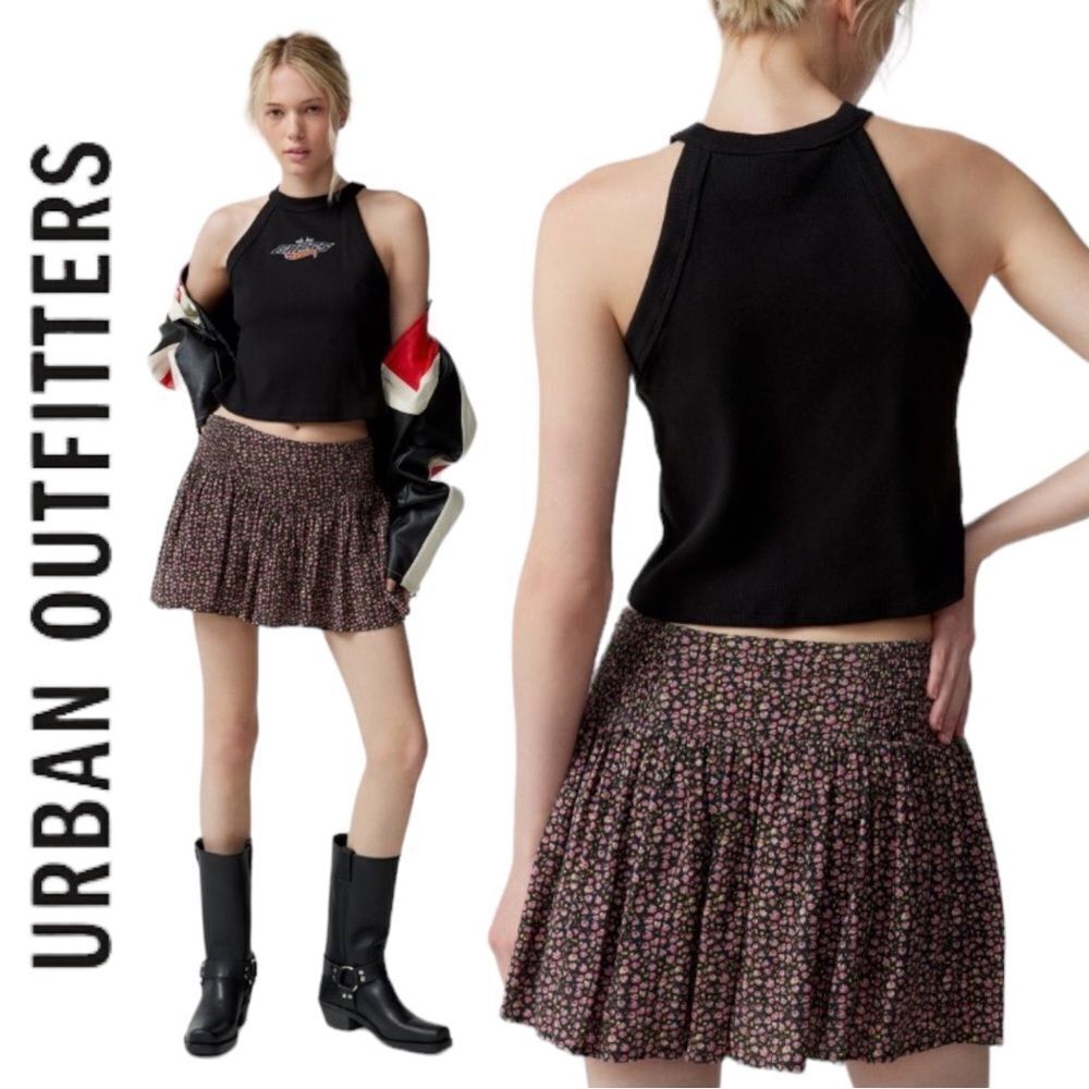 UO Urban Outfitters Auriella Drop-Waist Floral Mini Skirt NEW S M